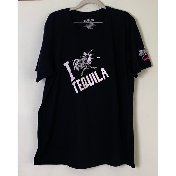 Espolon Tequila T Shirt Mens Size XL Short Sleeve Black  Skeleton Rooster - Picture 1 of 6
